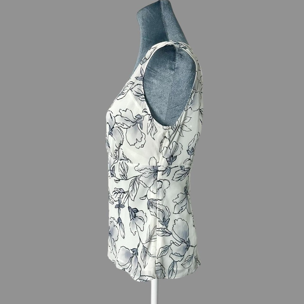 Ann Taylor LOFT sheer white chiffon floral empire waist tank top layered cami 6 - Picture 7 of 8